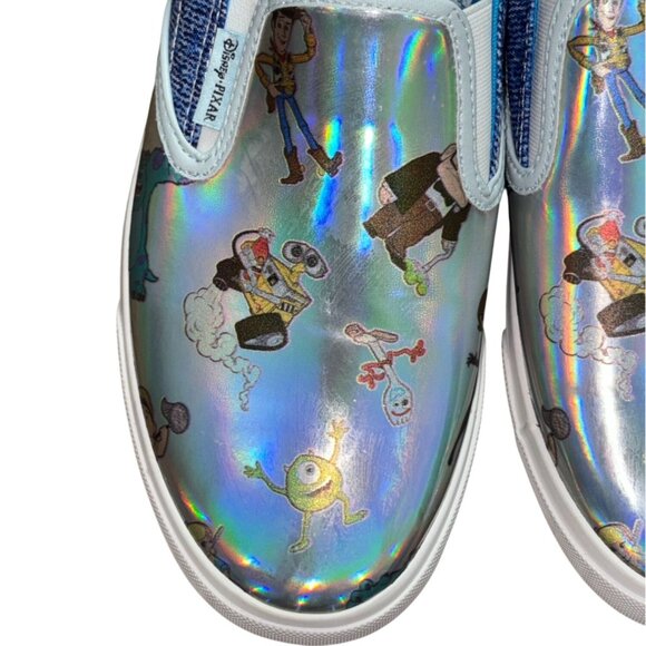 Disney/Pixar Womens Irredescent Silver Slip On Sneakers-Size 10-NWT - Picture 3 of 10